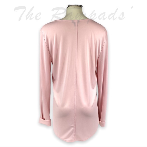 Ann Taylor Soft Pink Long-sleeve V-neck Blouse Size Medium - Picture 4 of 10
